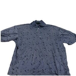 Bobby‎ Jones Collection Mens XL Blue Jacquard Golf Club Pattern Polo Shirt
